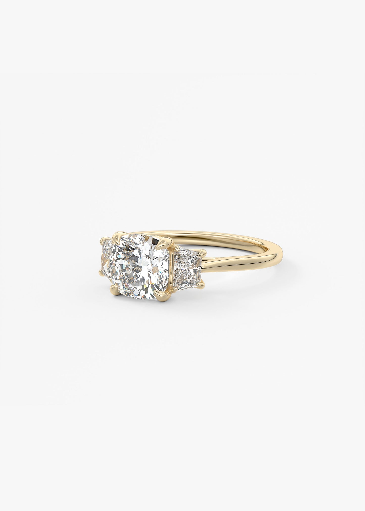 Cushion Three Stone Lab Grown Diamond Engagement Ring