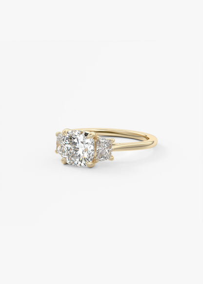 Cushion Three Stone Lab Grown Diamond Engagement Ring