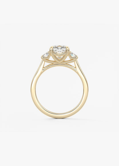 Cushion Three Stone Lab Grown Diamond Engagement Ring