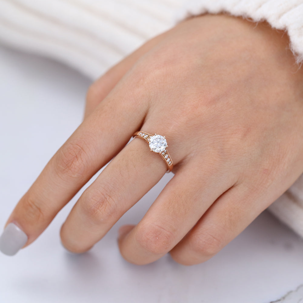 Round Pave Lab-Grown Diamond Engagement Ring