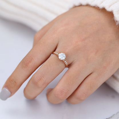 Round Pave Lab-Grown Diamond Engagement Ring