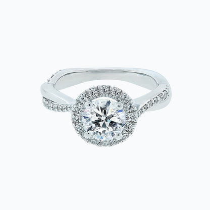 1.0 CT Round Shaped Moissanite Halo Engagement Ring 1