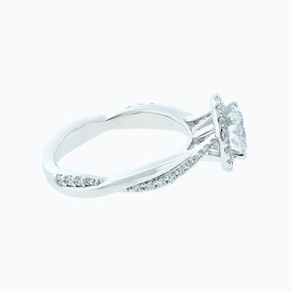 Round Crisscross Pave Lab Grown Diamond Engagement Ring