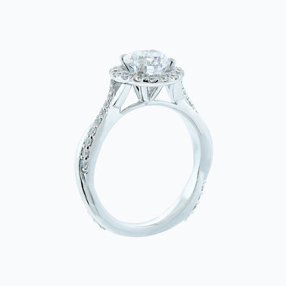 Round Crisscross Pave Lab Grown Diamond Engagement Ring