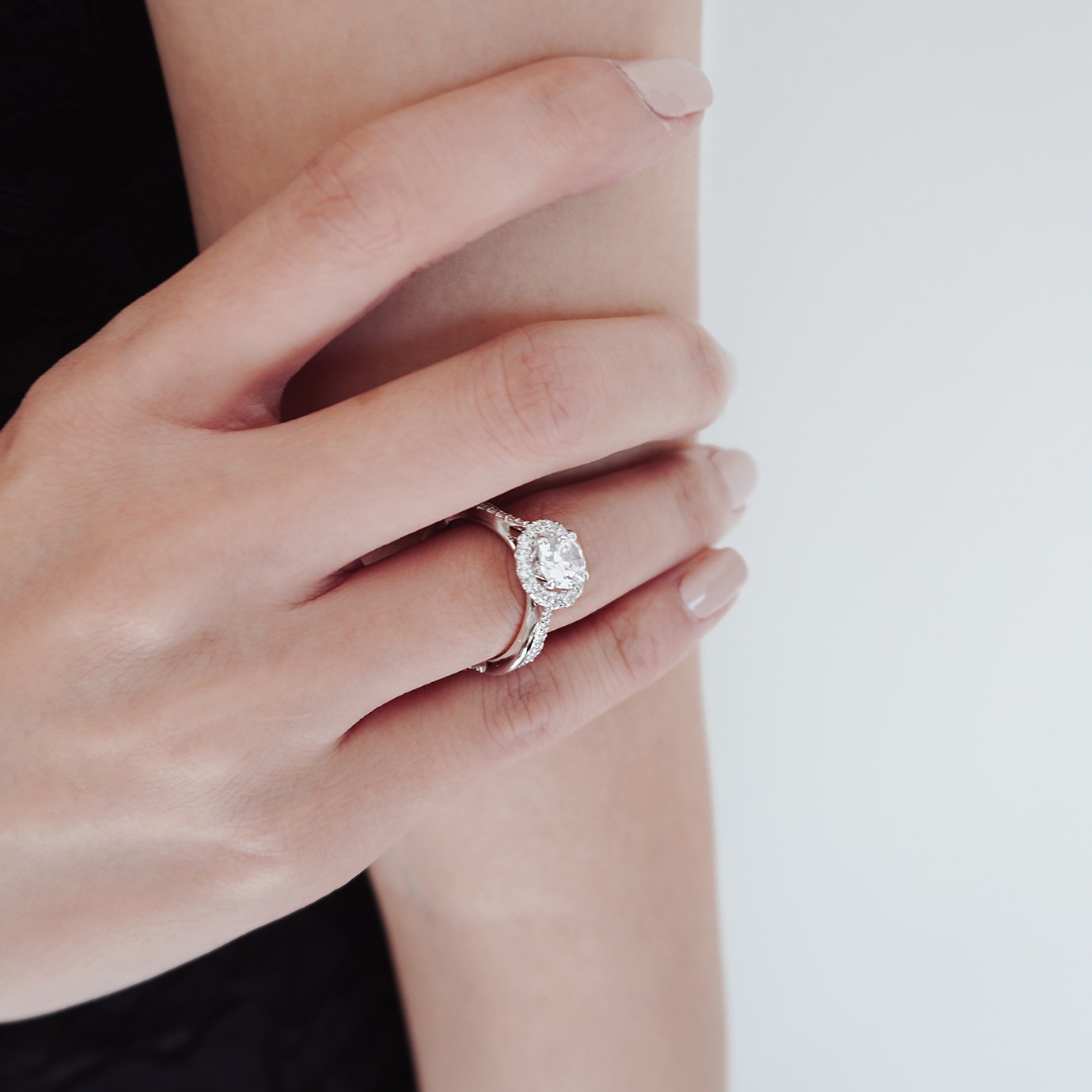 Round Crisscross Pave Lab Grown Diamond Engagement Ring