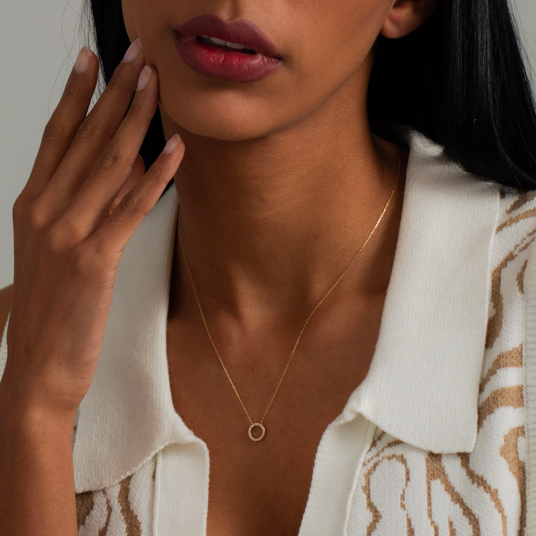 1.0 TCW Round Shape Moissanite Circle Style Necklace