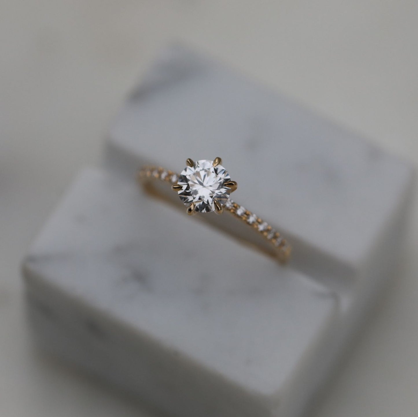 Round Cut Pave Lab Grown Diamond Engagement Ring