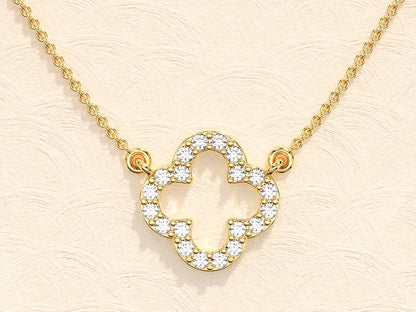 0.4 TCW Round Shape Moissanite Clover Necklace