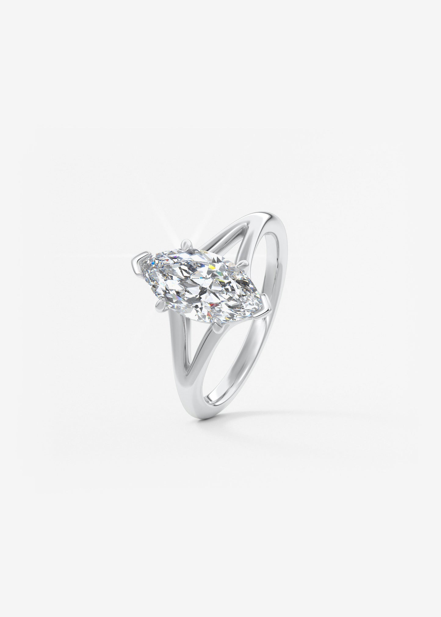 Marquise Split Shank Lab Grown Diamond Engagement Ring