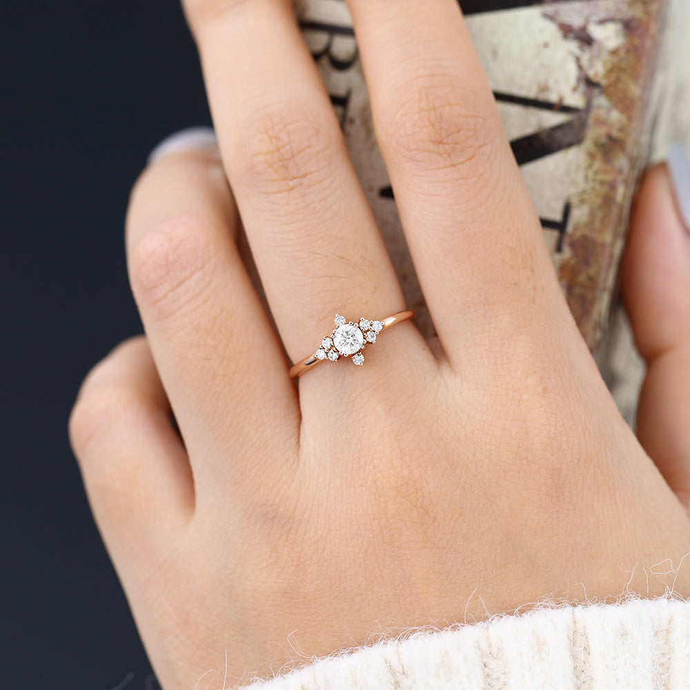 Round Cluster Lab-Grown Diamond Engagement Ring