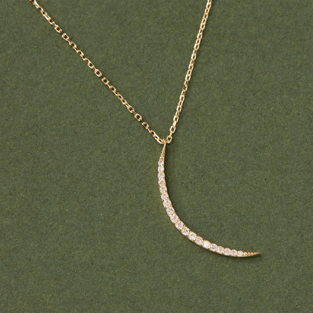 0.2 TCW Round Shape Moissanite Moon Necklace