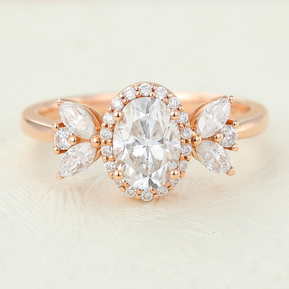 Oval Cluster Lab-Grown Diamond Engagement Ring