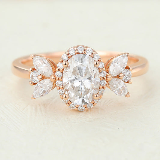 Oval Cluster Lab-Grown Diamond Engagement Ring