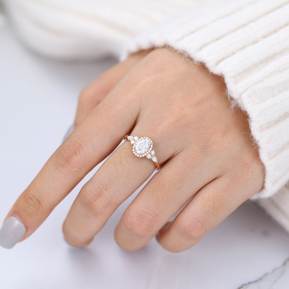 Oval Cluster Lab-Grown Diamond Engagement Ring