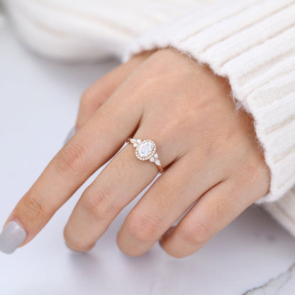 Oval Cluster Lab-Grown Diamond Engagement Ring