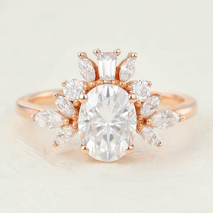 Oval Cluster Lab-Grown Diamond Engagement Ring