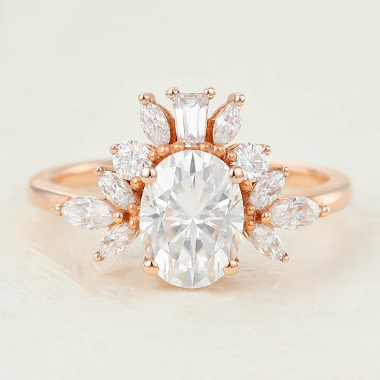 Oval Cluster Lab-Grown Diamond Engagement Ring