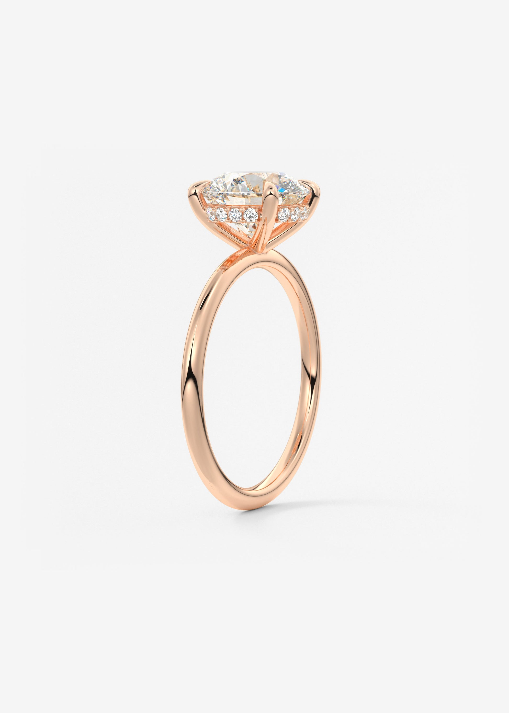 Round Hidden Halo Lab Grown Diamond Engagement Ring