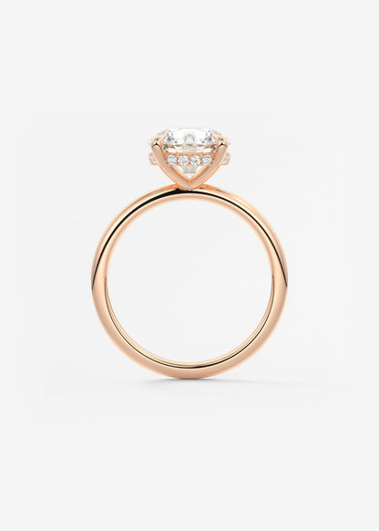 Round Hidden Halo Lab Grown Diamond Engagement Ring