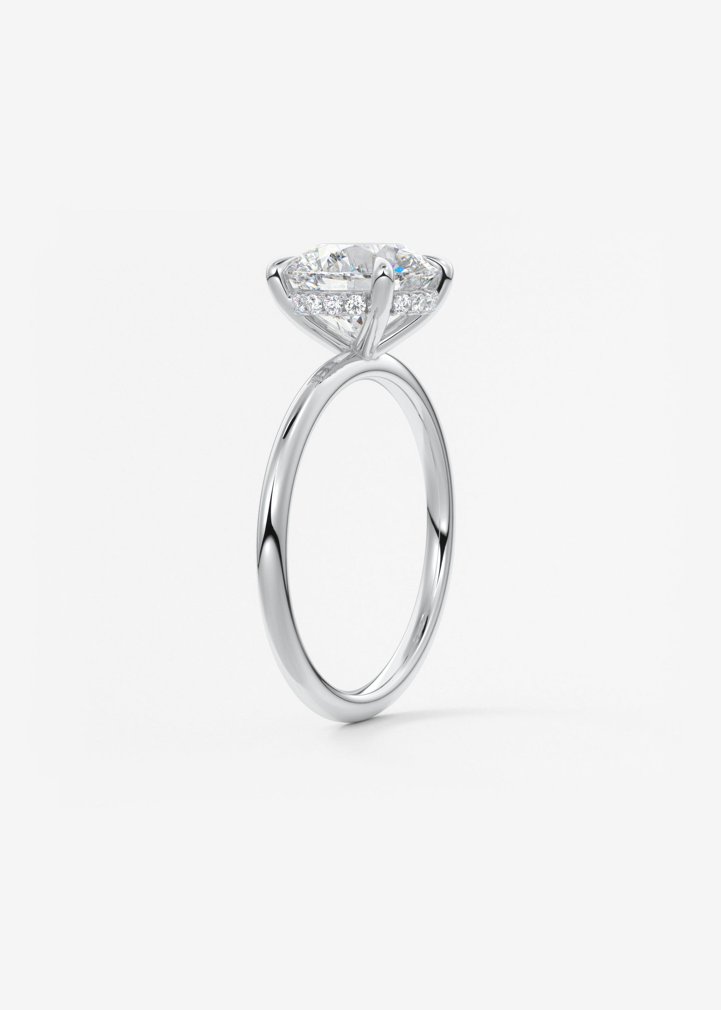 Round Hidden Halo Lab Grown Diamond Engagement Ring