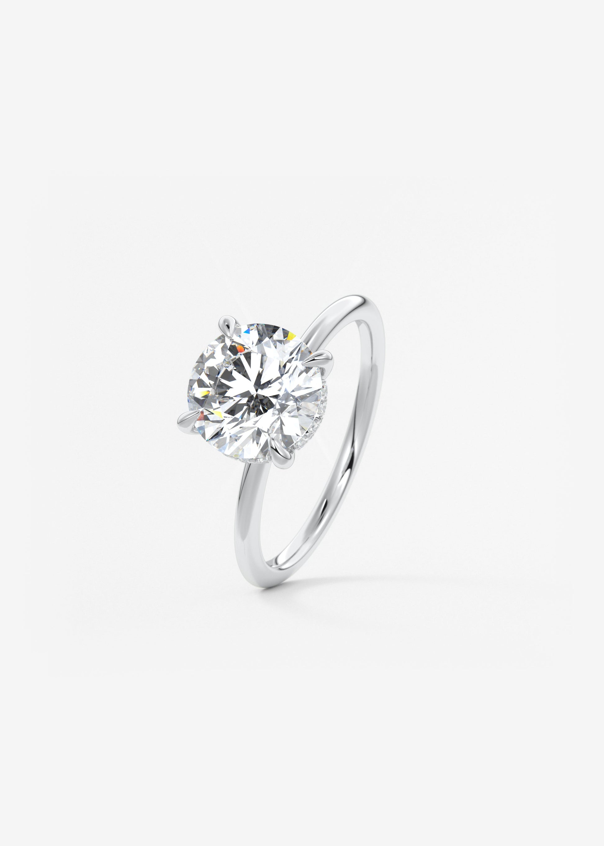 Round Hidden Halo Lab Grown Diamond Engagement Ring