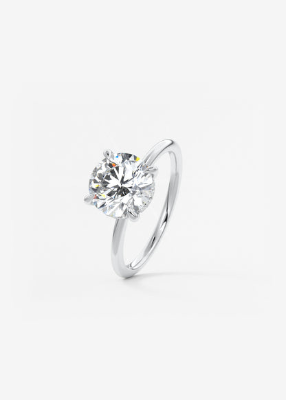 Round Hidden Halo Lab Grown Diamond Engagement Ring