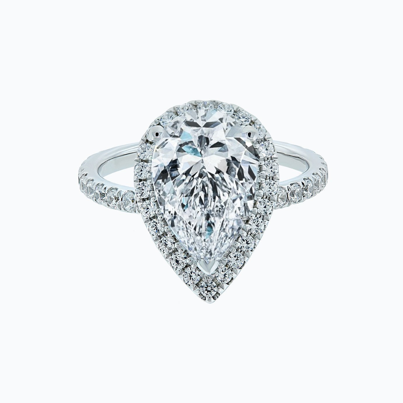 Pear Halo & Pave Lab Grown Diamond Engagement Ring