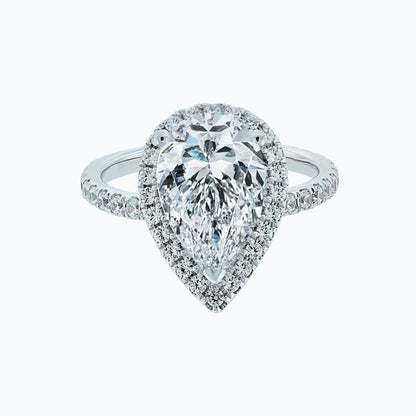 Pear Halo & Pave Lab Grown Diamond Engagement Ring