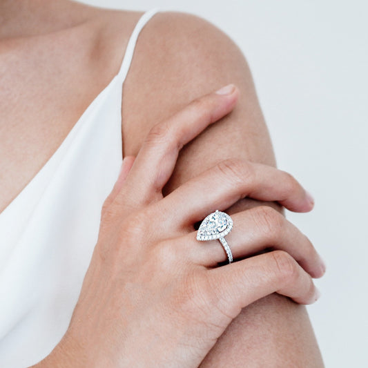 Pear Halo & Pave Lab Grown Diamond Engagement Ring