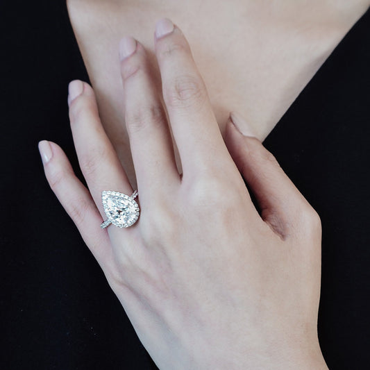 Pear Halo & Pave Lab Grown Diamond Engagement Ring