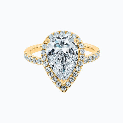 3.0 CT Pear Halo CVD F/VS2 Diamond Engagement Ring 6