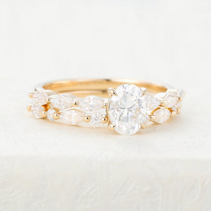 Oval Pave Lab Grown Diamond Bridal Set