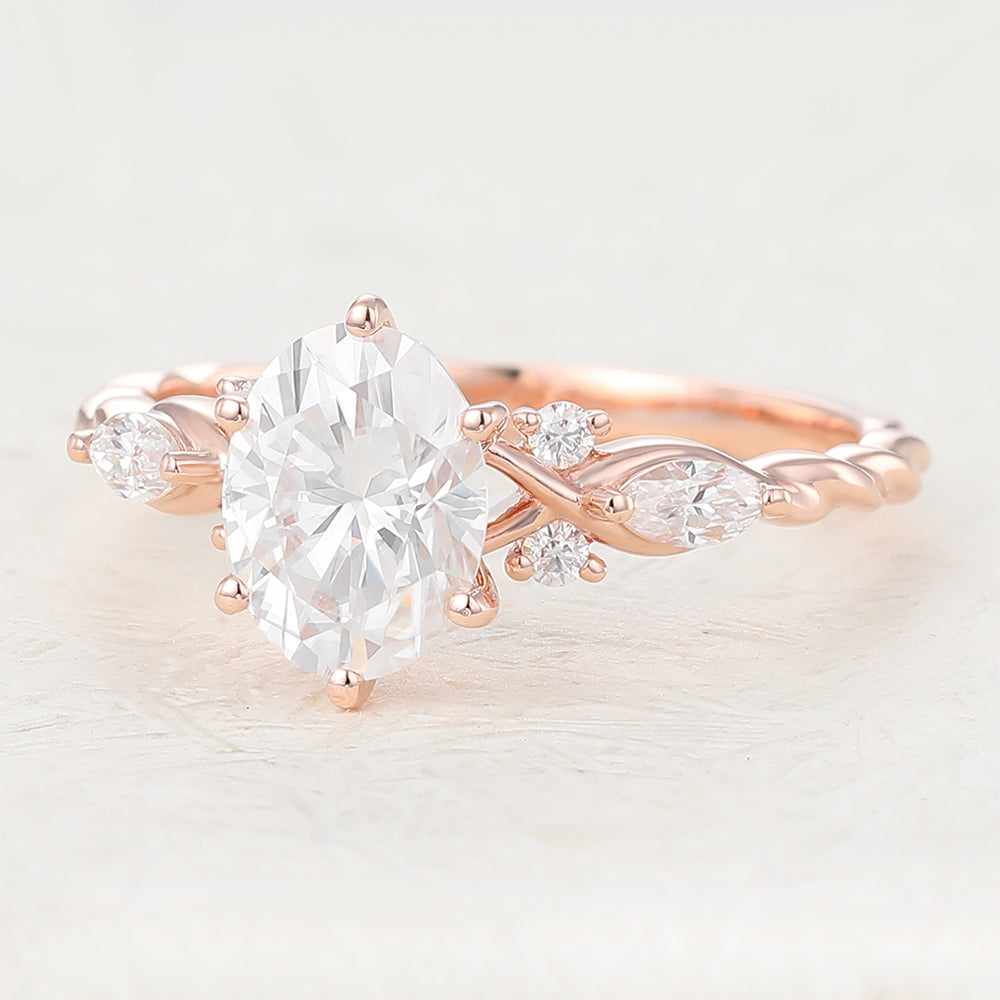 Oval Cluster Lab-Grown Diamond Engagement Ring