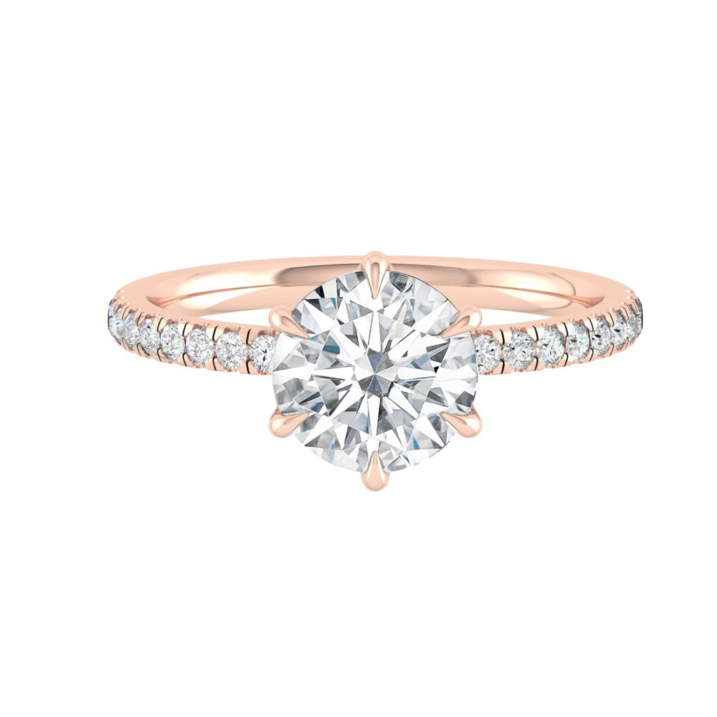 1.85 CT Round Cut Hidden Halo Pave Moissanite Engagement Ring 11