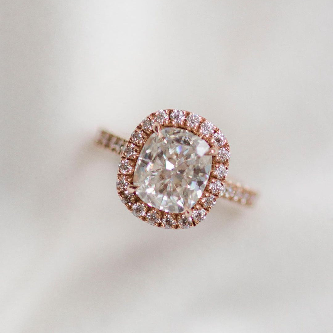 Cushion Halo & Pave Lab Grown Diamond Engagement Ring