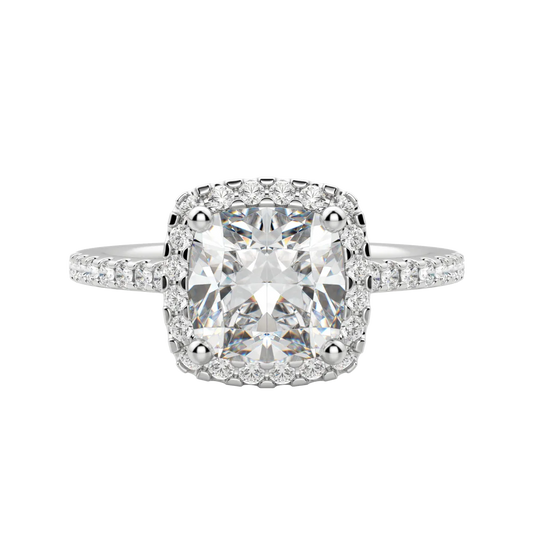 2.15 CT Cushion Cut Halo Moissanite Engagement Ring 3