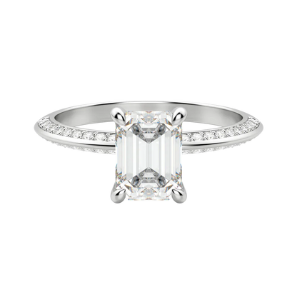 1.60 CT Emerald Solitaire Moissanite Engagement Ring With Pave Setting 4