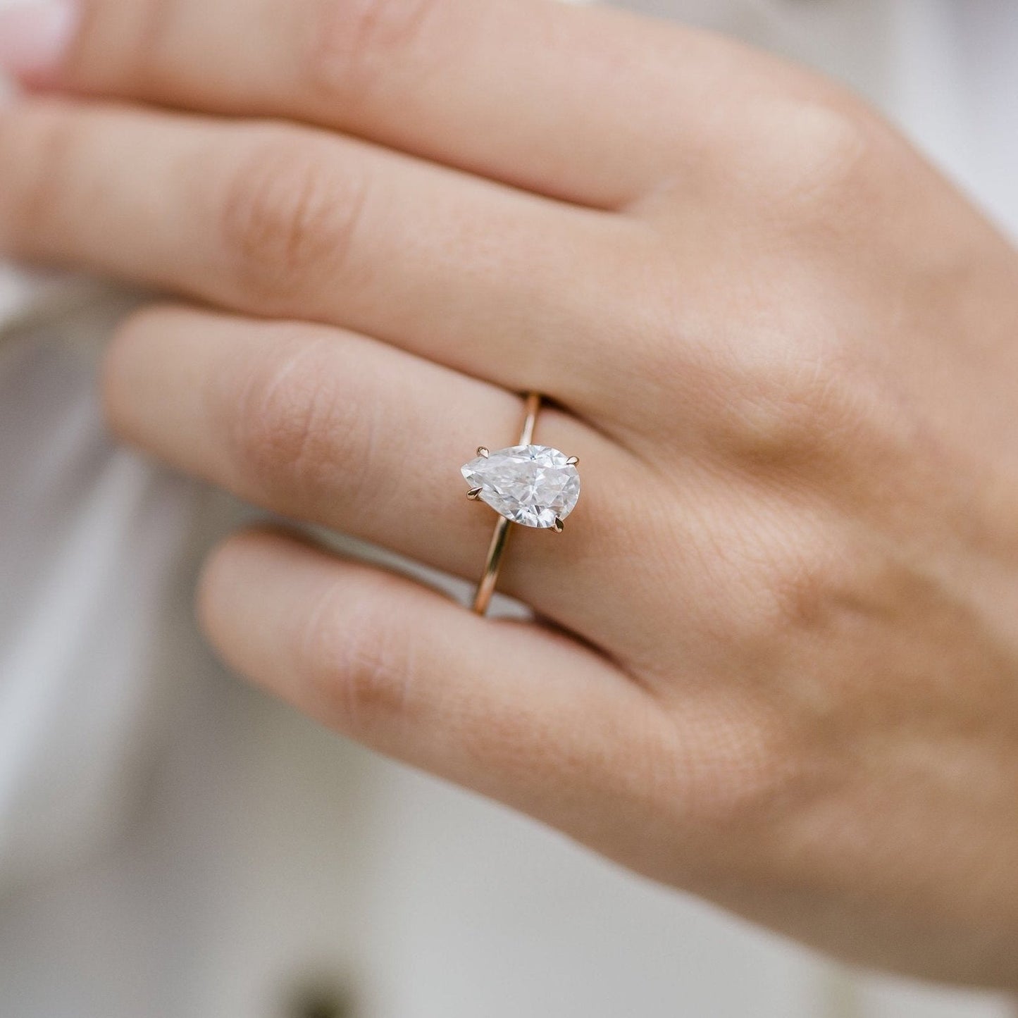 Pear Solitaire Lab Grown Diamond Engagement Ring
