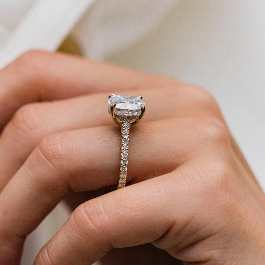 Cushion Pave Lab Grown Diamond Engagement Ring