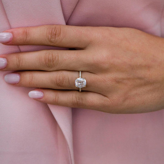 Cushion Pave Lab Grown Diamond Engagement Ring