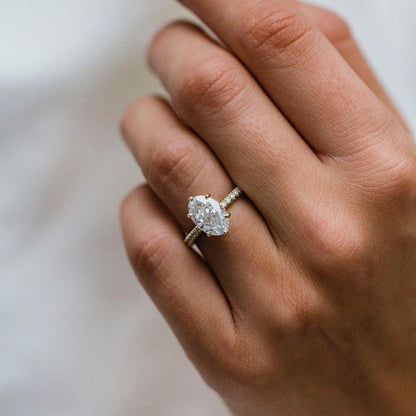 Oval Hidden Halo & Pave Lab Grown Diamond Engagement Ring