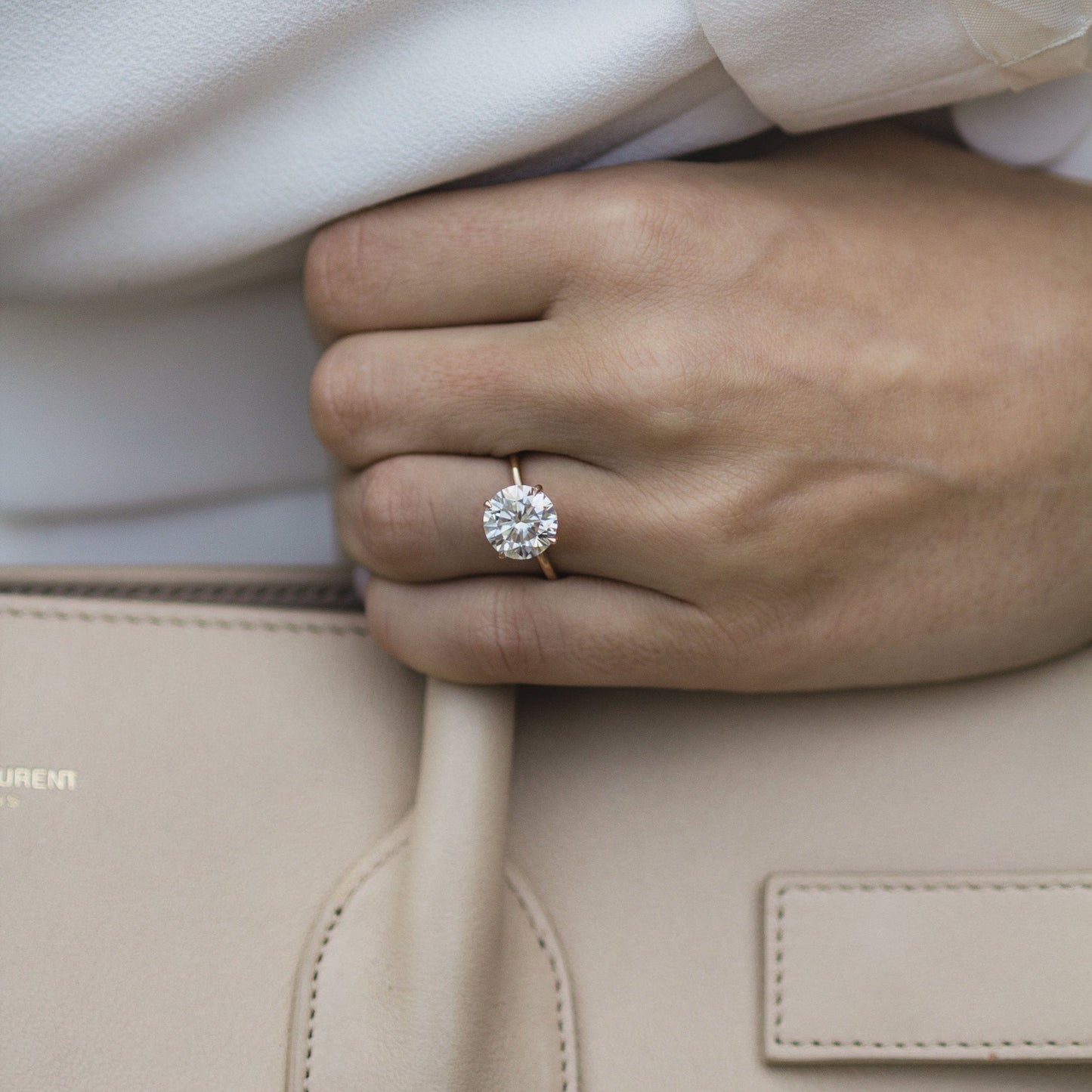 Round Solitaire Lab Grown Diamond Engagement Ring