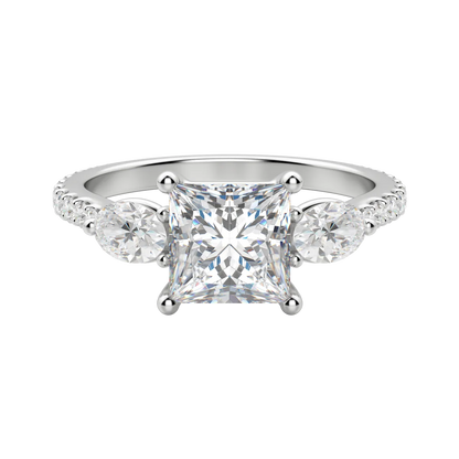 2.78 CT Princess 3 Stone Moissanite Engagement Ring 4