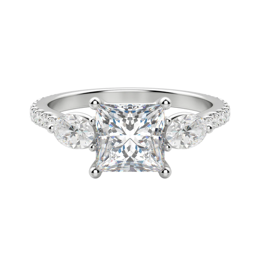 2.78 CT Princess 3 Stone Moissanite Engagement Ring 4