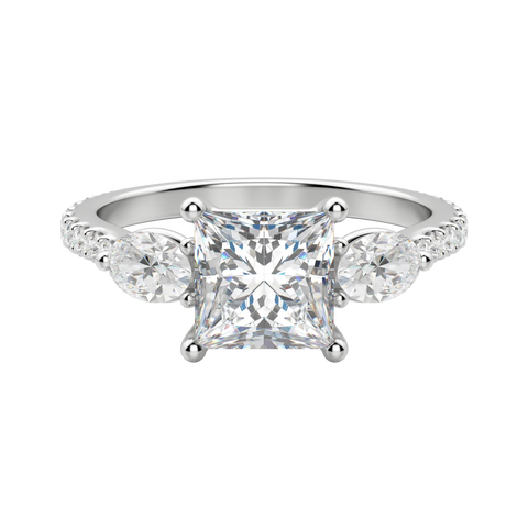 2.78 CT Princess 3 Stone Moissanite Engagement Ring 4