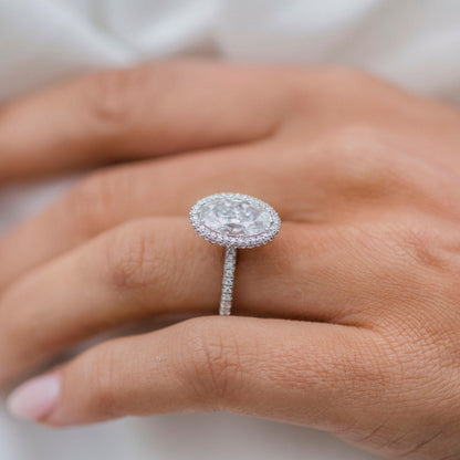 Oval Halo & Pave Lab Grown Diamond Engagement Ring