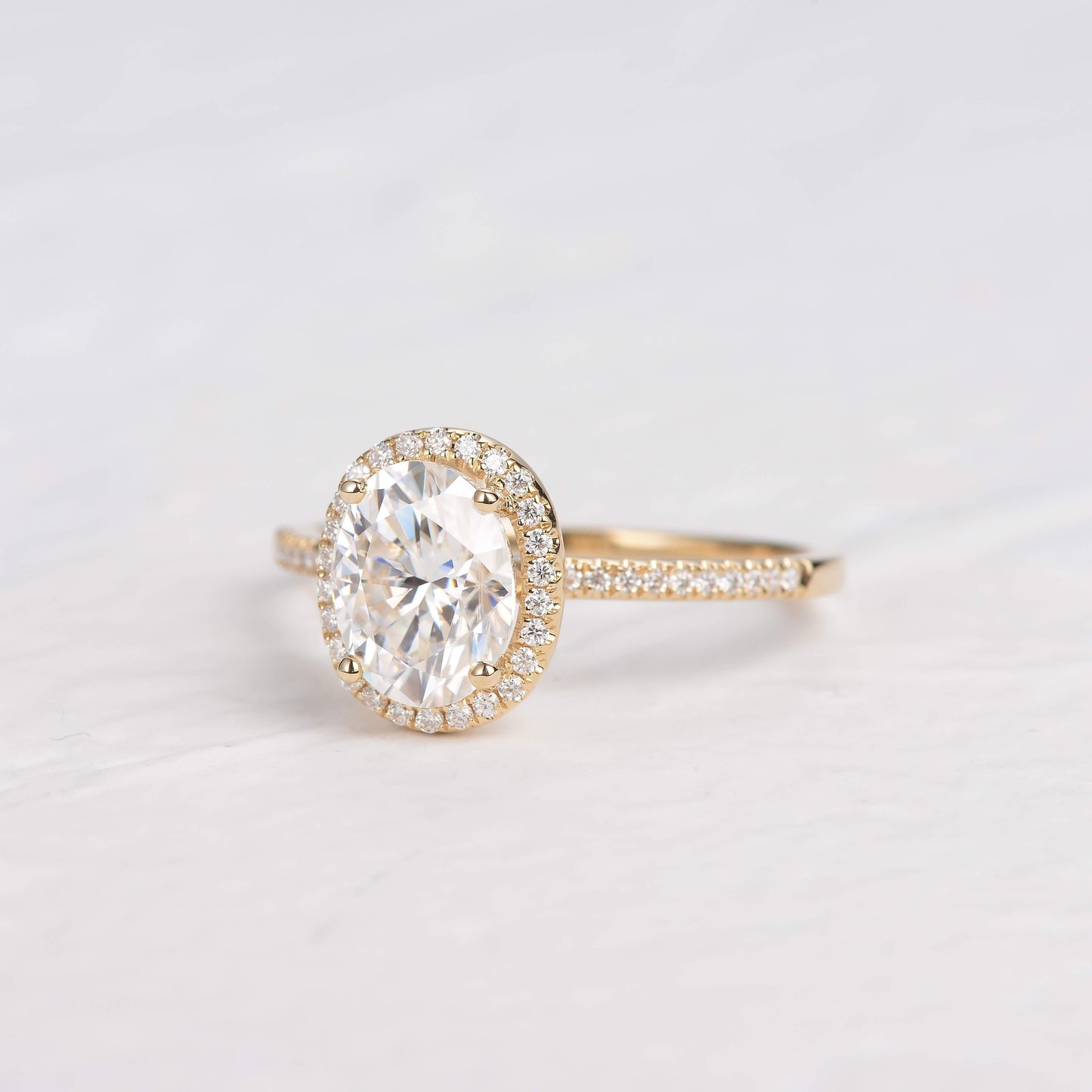 Oval Halo & Pave Lab Grown Diamond Engagement Ring