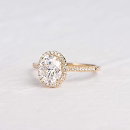Oval Halo & Pave Lab Grown Diamond Engagement Ring