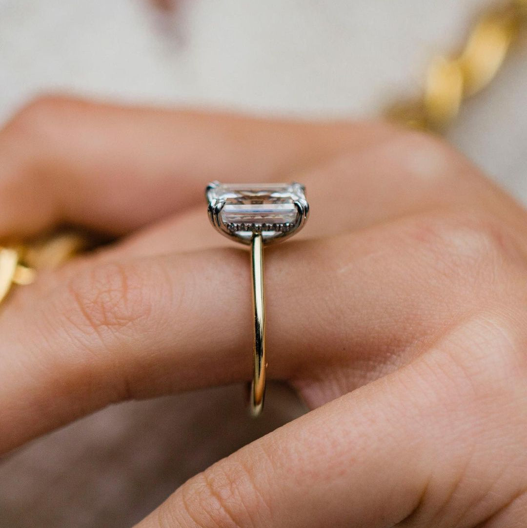 Emerald Pave Lab Grown Diamond Engagement Ring