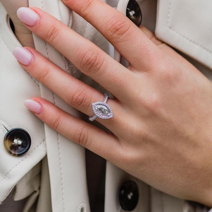 Marquise Halo & Pave Lab Grown Diamond Engagement Ring
